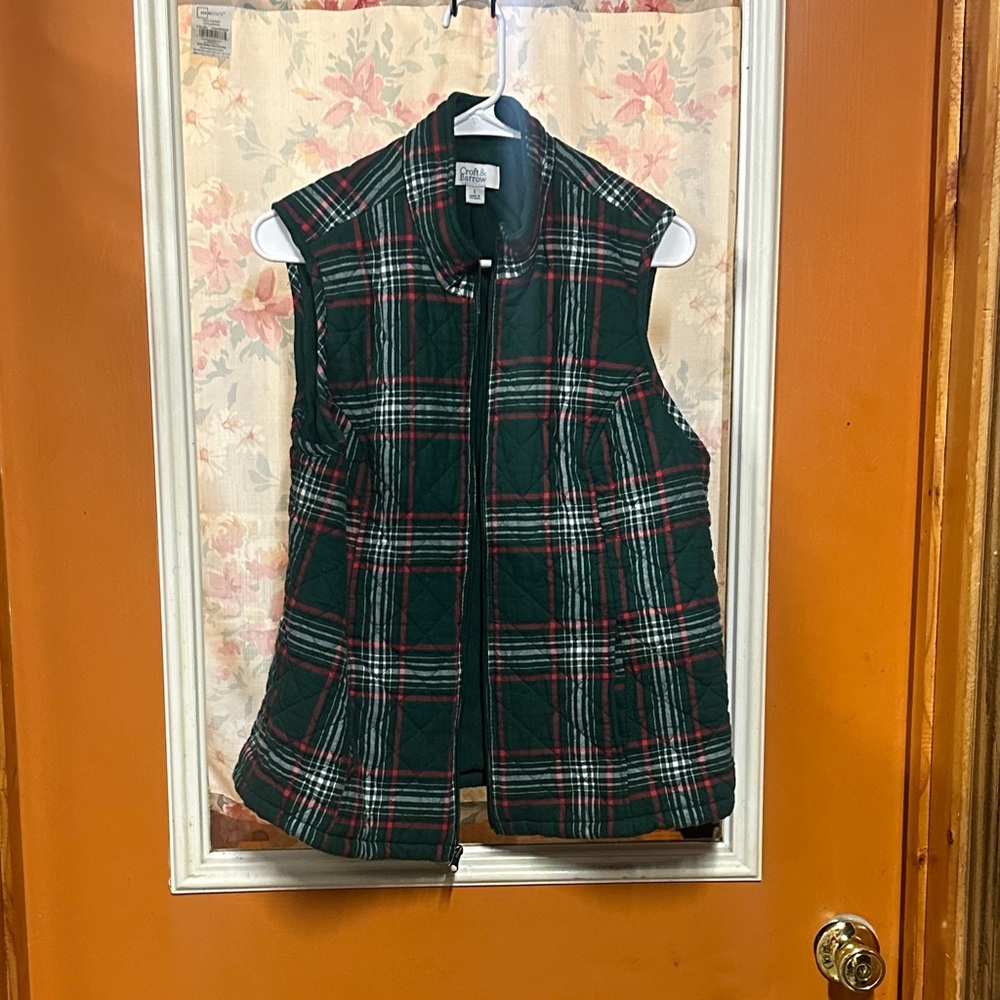 Croft & Barrow Green Plaid Vest